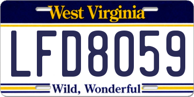 WV license plate LFD8059
