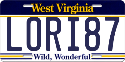 WV license plate LORI87