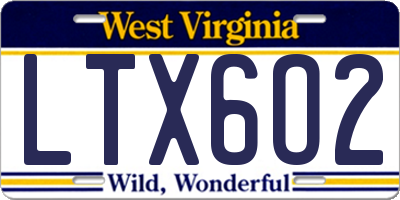 WV license plate LTX6O2