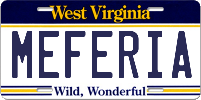 WV license plate MEFERIA