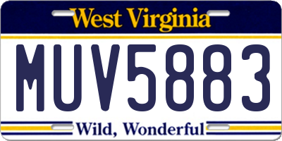 WV license plate MUV5883