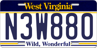 WV license plate N3W880