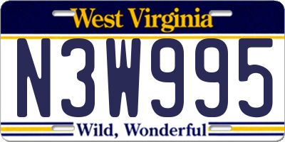 WV license plate N3W995