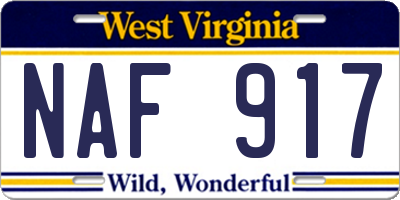 WV license plate NAF917