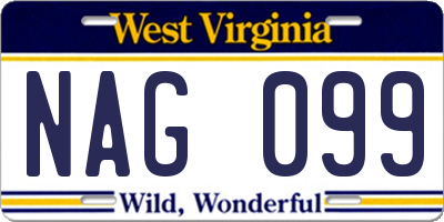 WV license plate NAG099