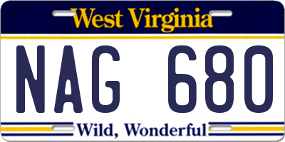 WV license plate NAG680