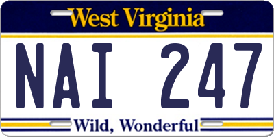WV license plate NAI247