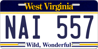 WV license plate NAI557