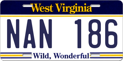 WV license plate NAN186