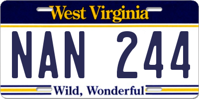 WV license plate NAN244