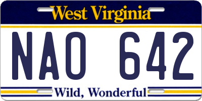 WV license plate NAO642