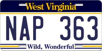 WV license plate NAP363