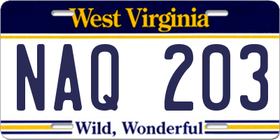 WV license plate NAQ203