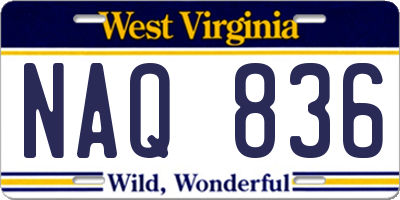 WV license plate NAQ836