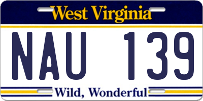 WV license plate NAU139