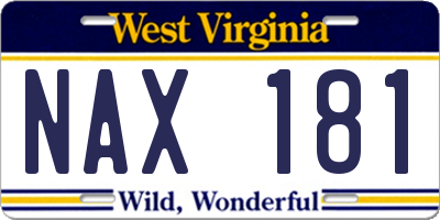 WV license plate NAX181