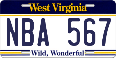WV license plate NBA567
