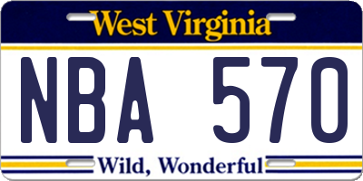 WV license plate NBA570