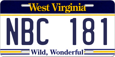 WV license plate NBC181