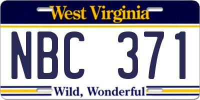 WV license plate NBC371