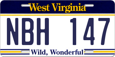 WV license plate NBH147