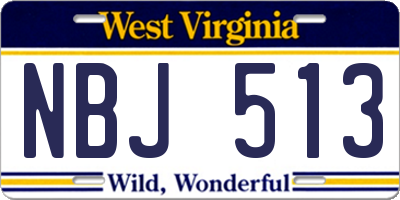 WV license plate NBJ513