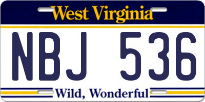 WV license plate NBJ536