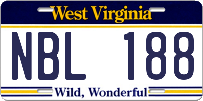 WV license plate NBL188