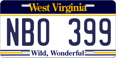 WV license plate NBO399