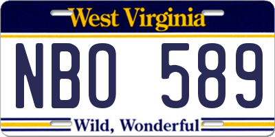 WV license plate NBO589