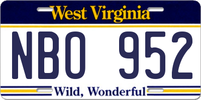 WV license plate NBO952