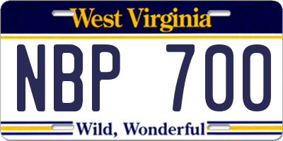 WV license plate NBP700