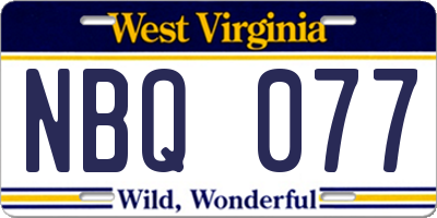 WV license plate NBQ077