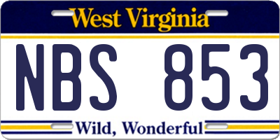 WV license plate NBS853