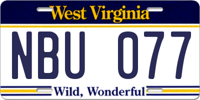 WV license plate NBU077
