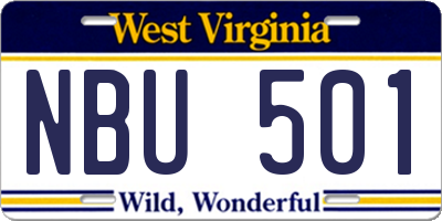 WV license plate NBU501
