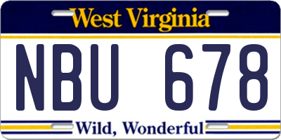 WV license plate NBU678