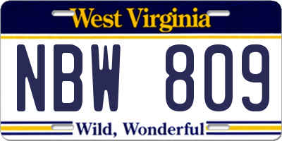 WV license plate NBW809