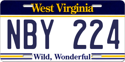 WV license plate NBY224