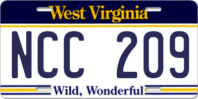 WV license plate NCC209