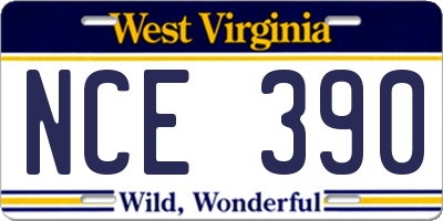 WV license plate NCE390