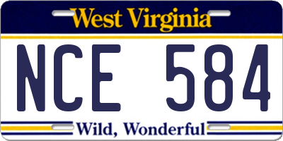 WV license plate NCE584