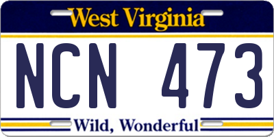 WV license plate NCN473