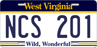 WV license plate NCS201