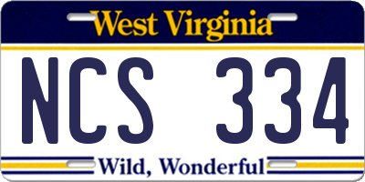WV license plate NCS334