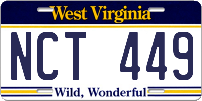 WV license plate NCT449