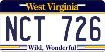 WV license plate NCT726