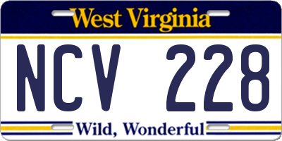 WV license plate NCV228