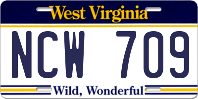 WV license plate NCW709