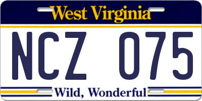 WV license plate NCZ075